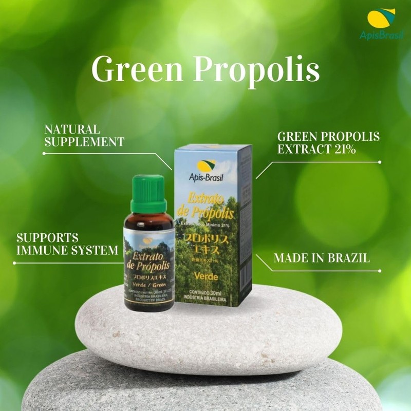 Brazilian Green Bee Propolis Liquid Extract 21% (30ml) - Natural