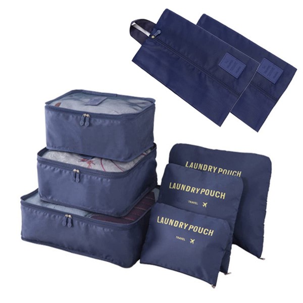 Techson 8pcs Travel Organiser Packing Bags, Clothes Tidy Suitcase Pouch