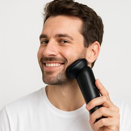 Rasuradora Eléctrica, 3 Cabezales Independientes, 360 Grados, Recargable USB, Negro