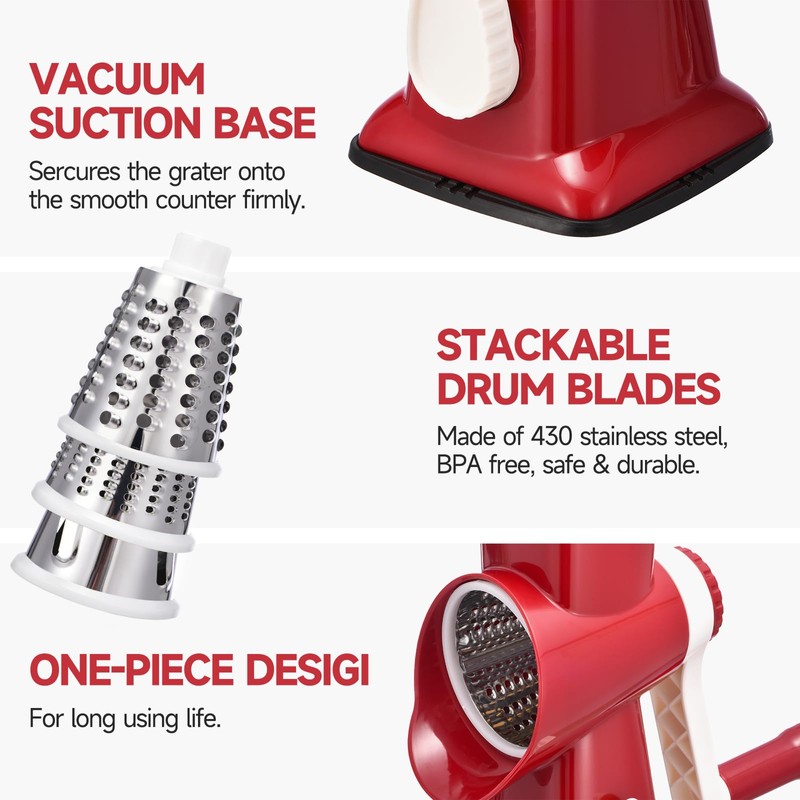 Rotary Cheese Grater with Handle Kitchen Shredder Slicer Grater Slicer