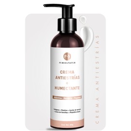 PUREZA NATUR Crema corporal anti estrias prevencion cicatrices y marcas por embarazo | Loción reductora de estrías (stretch marks) con Colágeno, Elastina, Ceras de semillas, Aceite de toronja 250g