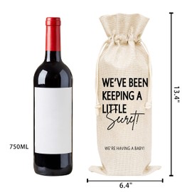 Huastatewolf Pregnancy Announcement Wine Gift Bags, Burlap Wine Bottle Cover Bag For New Baby, Parents, Grandparents, Friends, 1 Pc Wine Bag (A36)