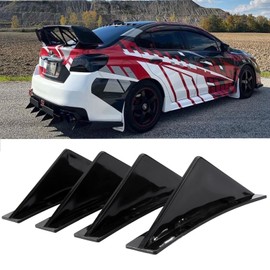 JMTBNO 4pcs Universal Curved Shape Rear Bumper Diffuser Shark Fin Spoiler Trim Covers Decoration Set Lip Wing Splitter,Black