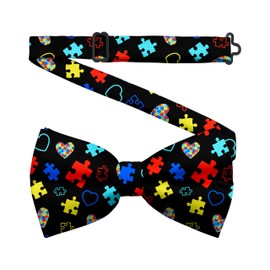Hiukset Autism Bow Tie for Men Colorful Bowties Adjustable Tuxedo Bowtie for Men, Autism Awareness Puzzle Pre-Tie Bow Tie for Wedding, Groomsmen, Party, Dances, Birthday