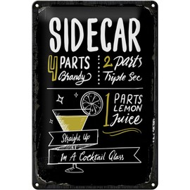 Blechschild 30 x 20 cm Sidecar Cocktail Recipe - DekoNo7