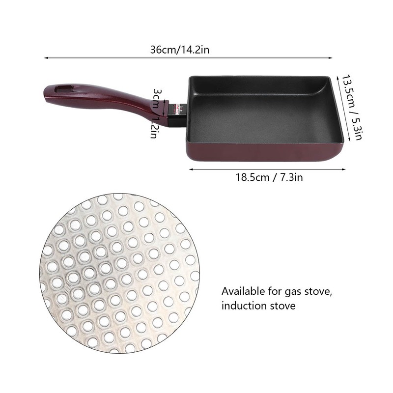 Frying Pan Smokeless NonStick Square Eggs Roll Aluminum Household Frying