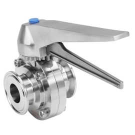DERNORD 1.5 Inch Tri Clamp Butterfly Valve with Trigger Handle Stainless Steel 304 Tri Clamp Clover (1 Inch Tube OD)