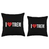 I Love Tren Throw Pillow, 18x18, Multicolor