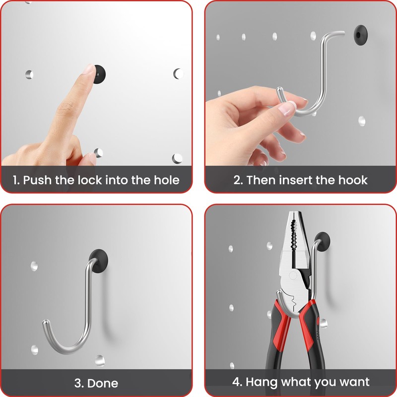 ZIUZI 100Pcs Pegboard Hook Locks, Peg Board Locks Stoppers Fit