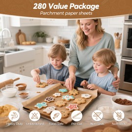 280 Count 12"x 16" Heavy Duty Parchment Paper Baking Sheets, No-Stick & No-Leak Unbleached Baking Paper, Pre-cut Half Parchment Paper Sheets for Oven, Air Fryer, Microwave