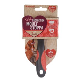 Rosewood Soft Protection Moult Stoppa, Professional Grooming Brush for Dogs & Cats, Medium