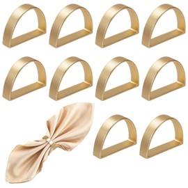 Napkin Rings Pack of 10 Elegant Napkin Buckles Metal Napkin Ring Half Round Napkin Rings Table Decoration for Christmas Dinner Party 4.8 x 3.3 cm Gold