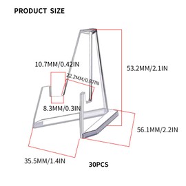 wugongshan Pack of 30 Mini Acrylic Card Stand for Trading Card Stand, Mini Acrylic Stand, Acrylic Easel Stand Holder for Pocket Watches, Medals, Coin Stands, Coins Holder, 4 x 1 x 5.8 cm