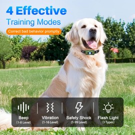 AIBORS Dog Shock Collar - 4300FT Dog Training Collar with Remote,Shock-Lock,Light for Night Walks, Innovative IPX7 Waterproof with 4 Training Modes, Rechargeable E-Collar for 8-150 LBS