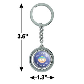 GRAPHICS & MORE South Park Cartman Kick You in the Nuts Keychain Spinning Round Chrome Plated Metal