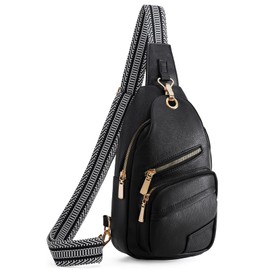 GOIACII Sling Bag for Women Anti Theft Cossbody Purse for Travel Fanny Packs Leather Black