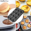SiypWok Stainless Steel Muffin Pan, Food Grade Cupcake Pan-Blak 12