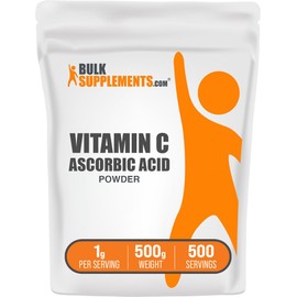 BulkSupplements.com Ascorbic Acid Powder - Vitamin C Supplement, for Immune Support - Ascorbic Acid Food Grade, Gluten Free, 1g per Serving, 500g (1.1 lbs) (Pack of 1)