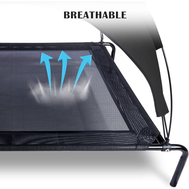 ANWA Raised Dog Bed with UV Protection Canopy，Waterproof Portable Pet