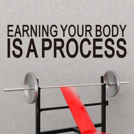 VODOE Earning Your Body is a Process Wall Stickers Motivational Gym Quotes Wall Decals Inspirational Yoga Exercise Sports Positive Fitness Garage Art Vinyl Wall Decor 35"X9.8"