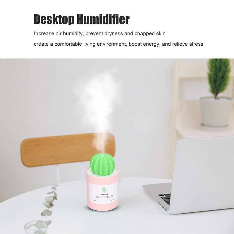280ml Cactus Desktop Humidifier USB Power Supply Mute Nano Atomization