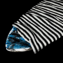 Wave Zone Surfboard or Skimboard Sock, Cotton Striped Board Cover with Drawstring, Black and White (MEDIUM- 48")
