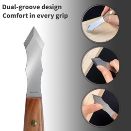 RUITOOL Marking Knife, Long‑Neck Thin Blade Scribing Tool with Dual Grooves for Woodworking – High Carbon Steel Double Beveled Blade for Precision Wood Carving & Fine‑Line Scribing in Narrow Grooves