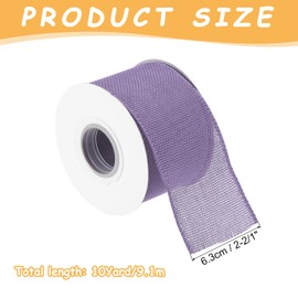 MECCANIXITY Burlap Ribbon Fabric Wired Edge Ribbons Light Purple 2-1/2 Inch x 10 Yard Wired Ribbon for Gift Wrapping, Bow, Wreath, Christmas Tree, Flower Bouquet,With Roller