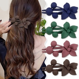 Ypkia Flower Hair Clip Large Hair Clips Women's Matte Hair Clip Duck Beak Shape Hair Pin Hair Accessories for Women Girls (Pack of 4)