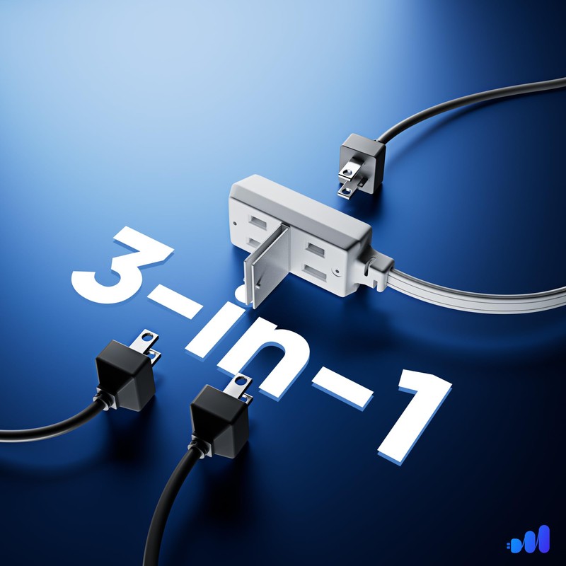 Maximm 3 Ft Extension Cord, 2 Prong, 360° Rotating Flat