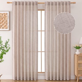 Airwill Natural Linen Curtains 84 Inch Long for Living Room 2 Panels - Light Filtering, Modern Design, Rod Pocket & Back Tab, 52W x 84L