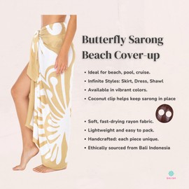 SHU-SHI Sarong Coverups for Women Beach Skirt Butterfly Wrap Swimsuit Long Pareo Cover Up