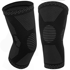 MILAIUN Knee Support for Women and Men, Pack of 2 Elastic Bandage, Compression Knee Support for Sports, Orthopaedic, Stabilisation, Osteoarthritis, Meniscus, Strength Training (Black-XL)