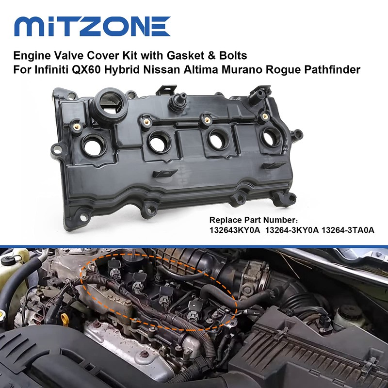 MITZONE Engine Valve Cover Compatible with 2014-2017 Nissan Altima Rogue