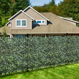 ECOOPTS Expandable Artificial Ivy Fence Wall Décor, Faux Dark Ivy Leaf Fence Leaves Hedge Fence Screen Decoration for Home Backyard Garden, 4'x22', 1 Piece