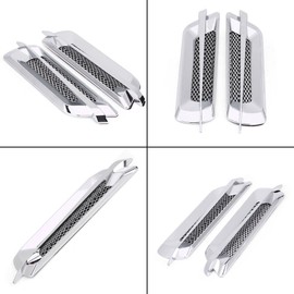 2Pcs Side Vents for Cars, Keenso Chrome Silver Car Air Vents for Cars Intake Grille Duct Decoration Sticker