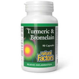 Natural Factors Natural Factors Turmeric 300 mg & Bromelain 150 mg, 90 capsules, Helps Relieve Minor Pain, Swelling, and Inflammation, Proudly Canadian