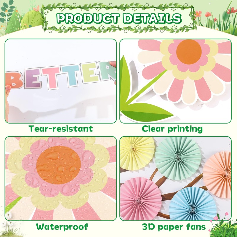 Pastel Classroom Tree Bulletin Board Set with 3D Paper Fans