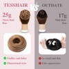 TESSHAIR Thick Human Hair Messy Bun, 100% Real Hair Bun