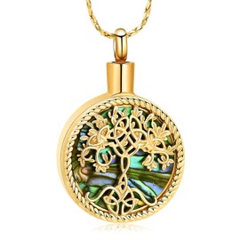 Imrsanl Tree of Life Urn Necklaces for Ashes for Women Men Tree of Life with Celtic knot Cremation Jewelry for Ashes Memory Jewelry for Human (Gold)