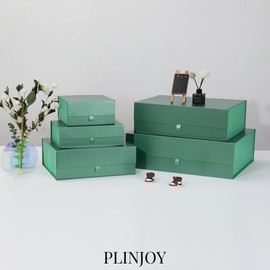 PLINJOY Green Gift Box 8x8x4 Inches Small Gift Boxes for Presents with Magnetic Closure LidLuxury Gift Box for Rectangle Collapsible for Bridesmaid, Wedding, Birthday Gift Packging
