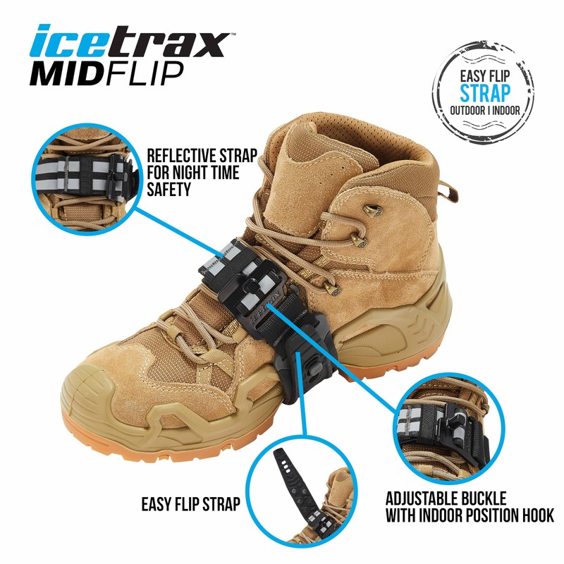 ICETRAX MIDFLIP Mid-Sole Ice Cleats for Boots with Easy Outdoor