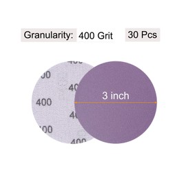 uxcell 30Pcs 3-Inch Purple Sanding Discs 400 Grits Hook and Loop Professional Aluminum Oxide Sand Paper Wet Dry Polish for Wood Metal Paint Finishing