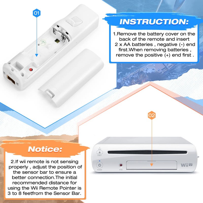 2 Pack FISUPER Remote Controller with Motion Plus for Wii/WII