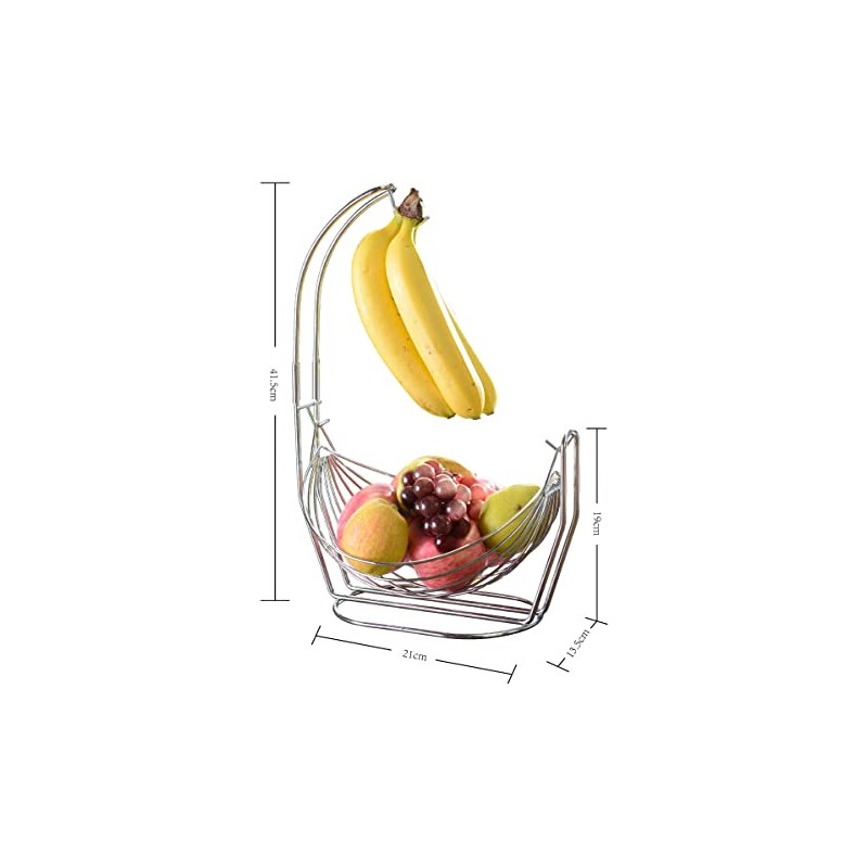 Jiallo Silver Fruit basket with Banana Hanger
