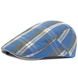 2 Pack Men's Newsboy Hats Flat Cap Adjustable Plaid Ivy Gatsby Cabbie Driving Golf Hat Beret (2 Pcs Set G)