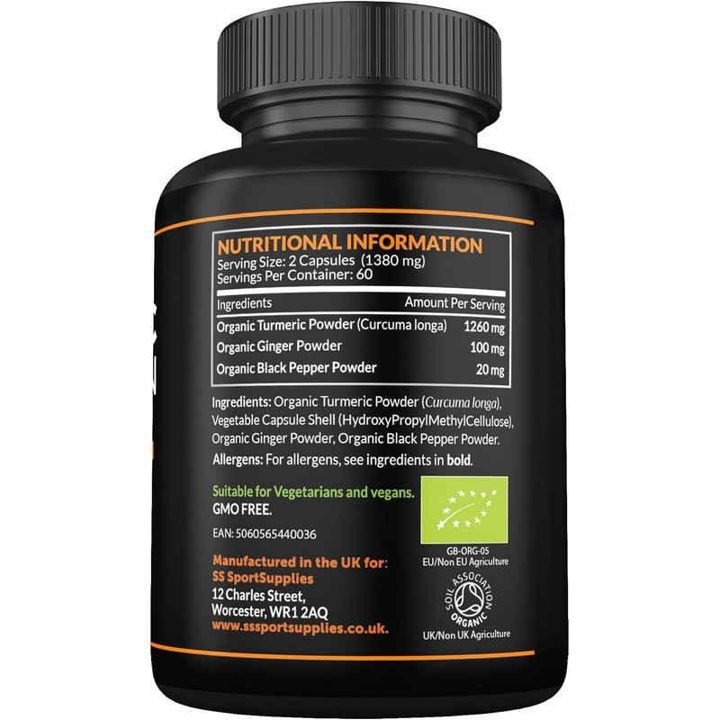 Organic Turmeric Capsules High Strength and Black Pepper with Active