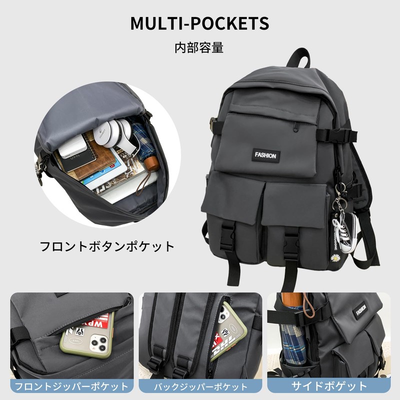 FYMOHIEE Women's Rucksack, Men's, Large Capacity, Waterproof, 2-Layer Structure, Anti-Theft,