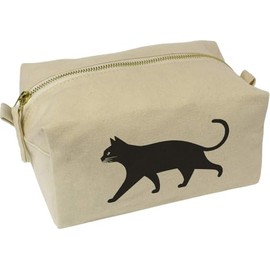 'Cat Walking Side View' Canvas Wash Bag/Makeup Case (CS00042384)