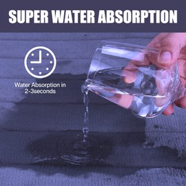 NAKIHOUSE 3 Pieces Memory Foam Bath Mat, Extra Soft Non-Slip, Super Absorbent Blue Bath Mats for Bathroom Floor, Machine-Washable Dry Bath Rug Foot Mat (40 * 60 + U50*50 + 50 * 80cm)